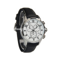 stainless steel case genuine leather strap chronograph current men watches